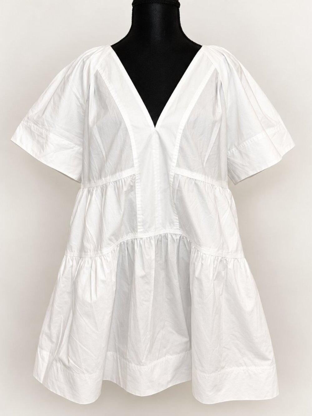 A.L.C. Camila White Cotton Tiered Mini Dress Size 8